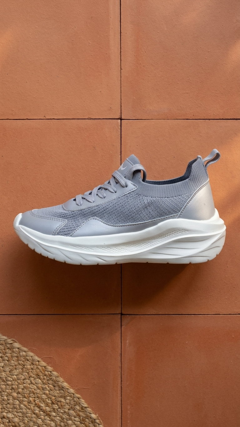 Grey Knit Sneakers